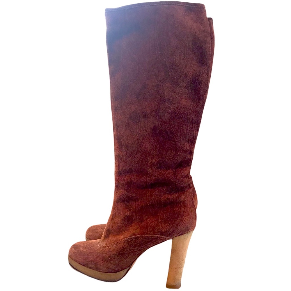 RARE Etro Brown Paisley Suede Boots